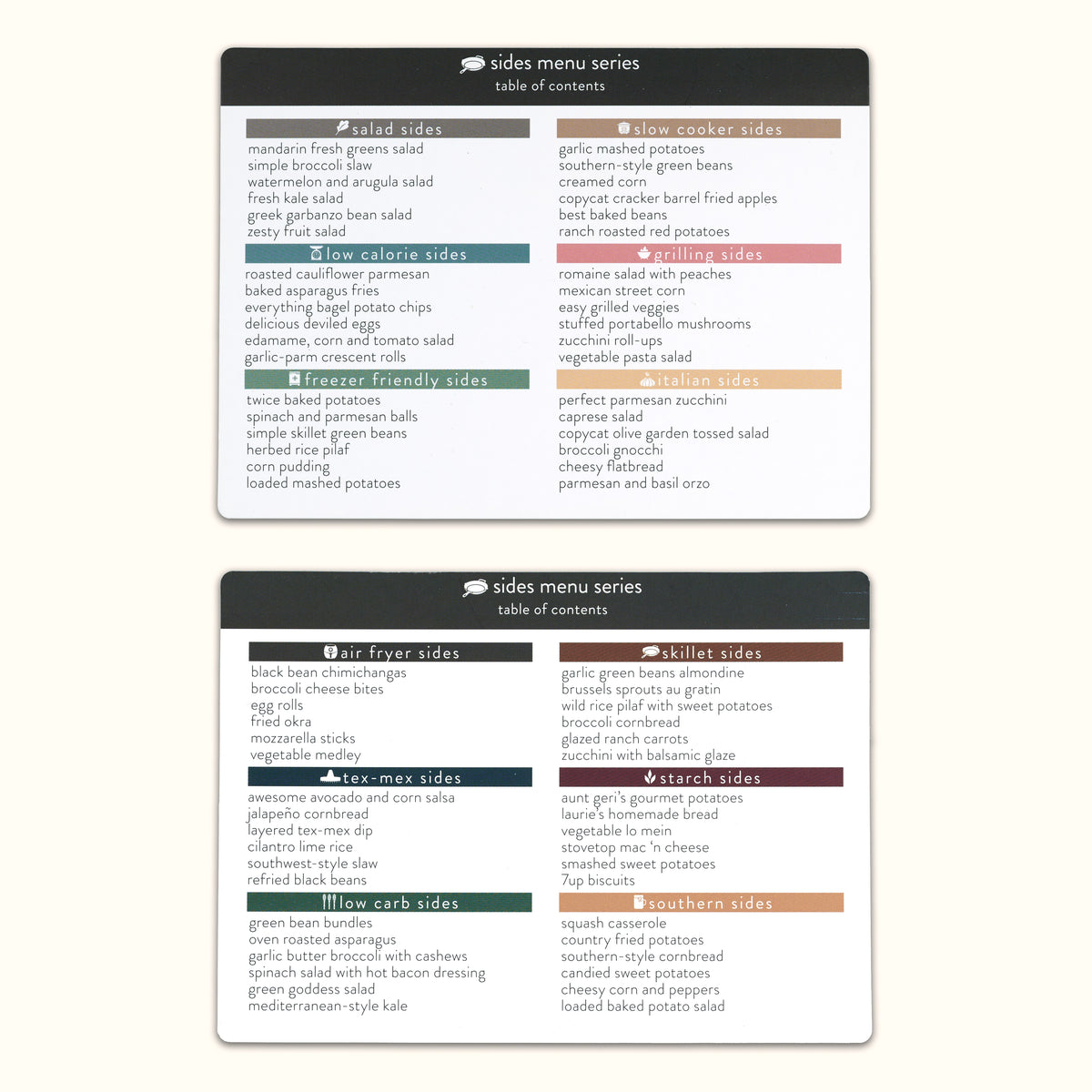 sides table of contents