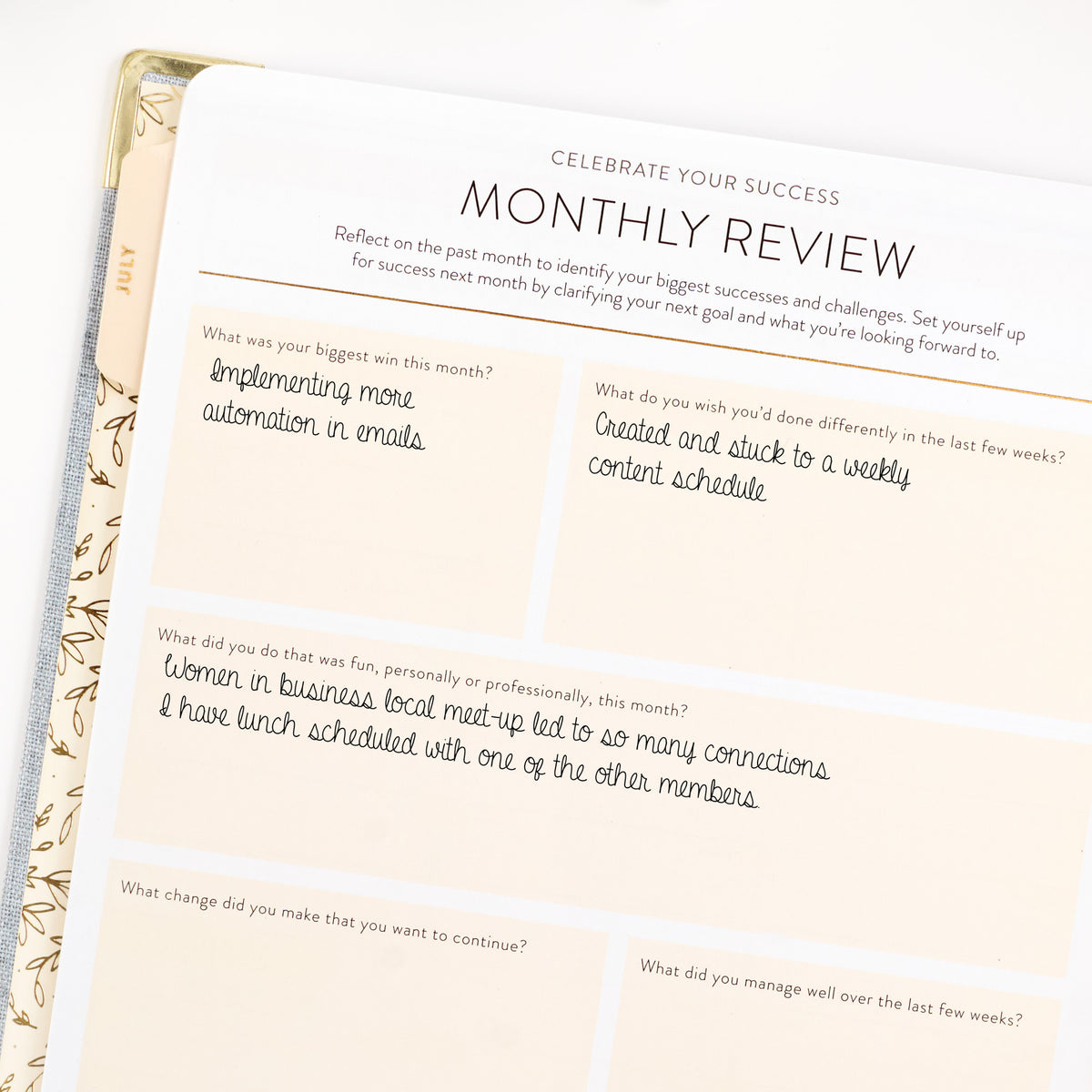 26-27 chambray work planner monthly review page cropped