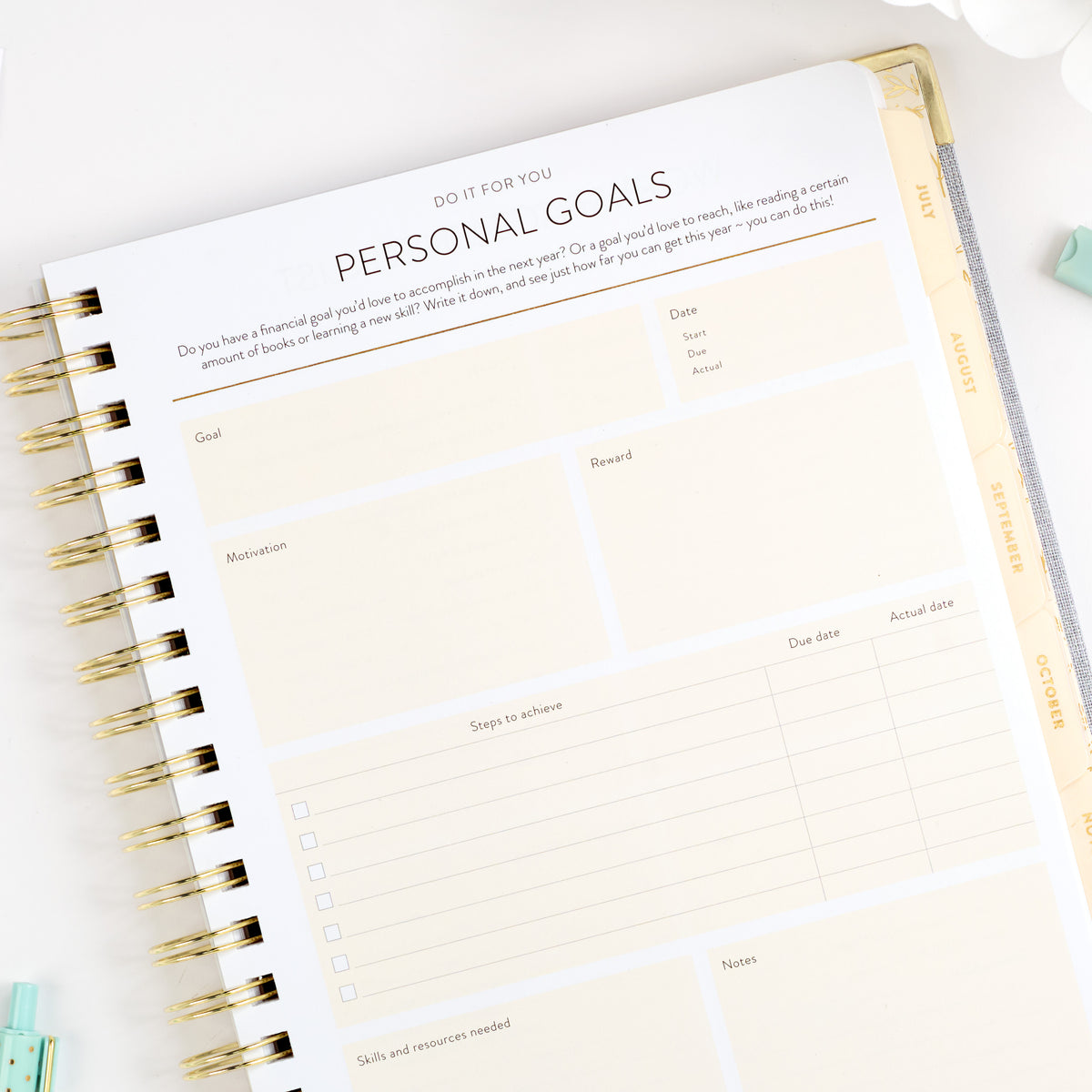 26-27 chambray work planner personal goals page cropped