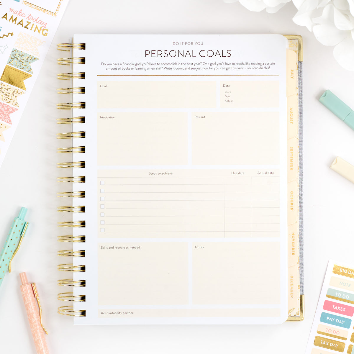 26-27 chambray work planner personal goals page