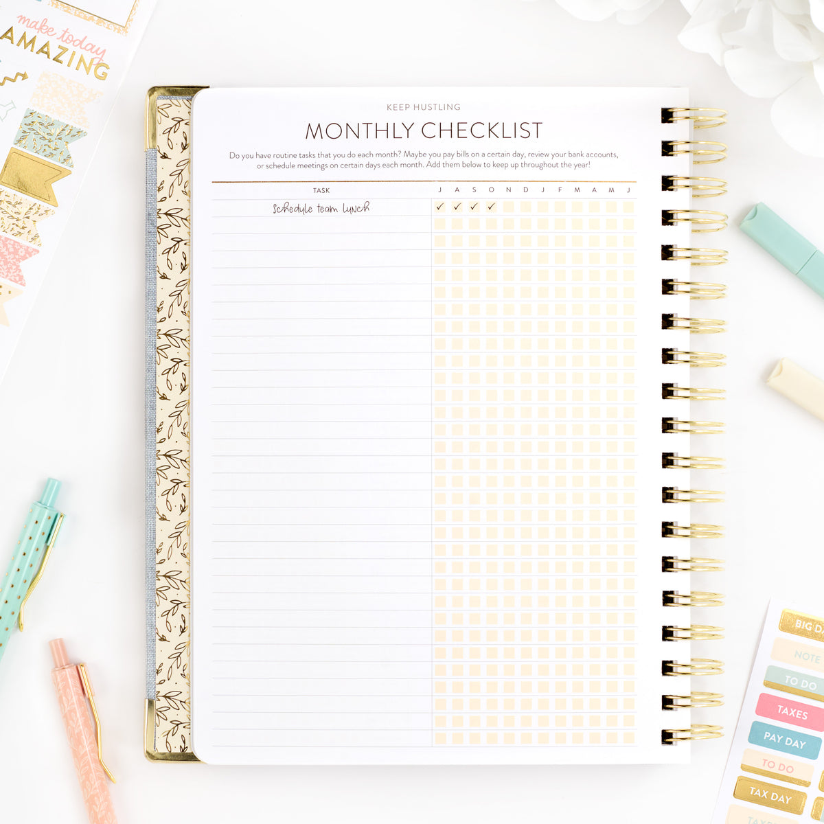 26-27 chambray work planner monthly checklist page