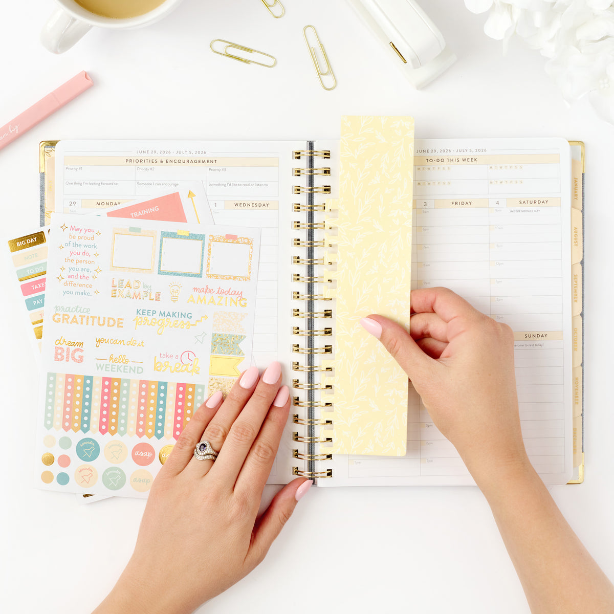 26-27 chambray work planner with bookmark