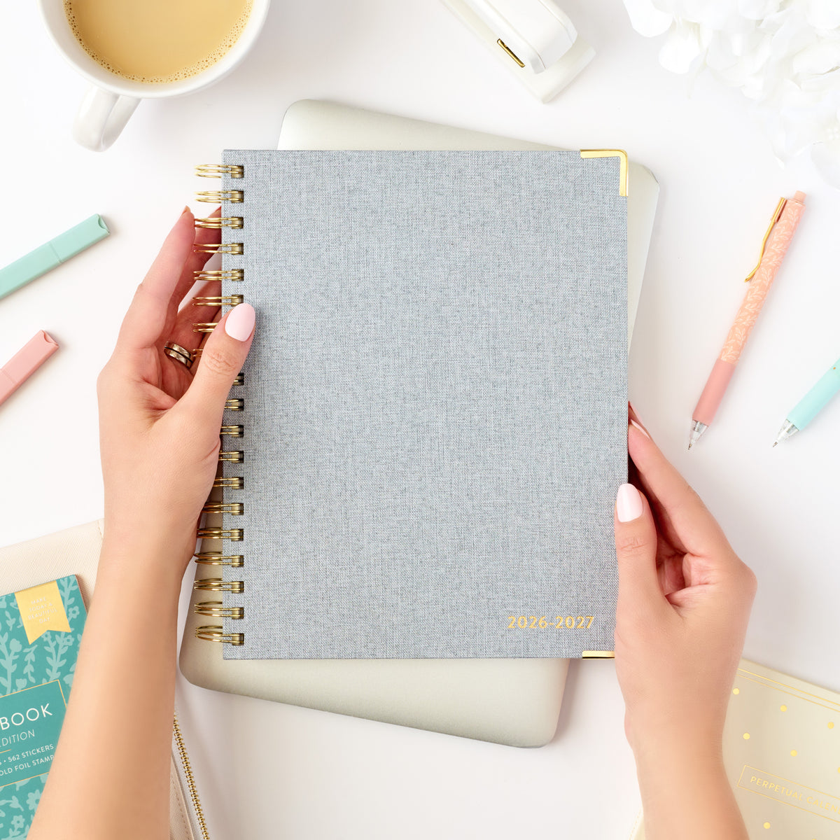 2026-27 chambray work planner being held