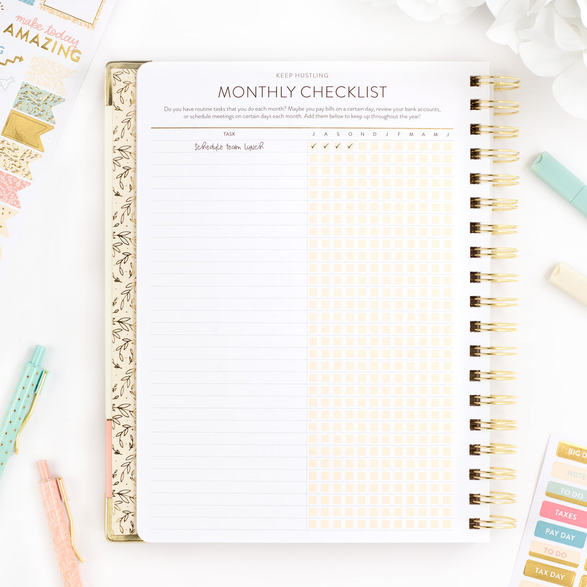 26-27 pink work planner monthly checklist page