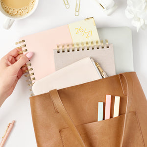 2026-27 pink work planner inside bag