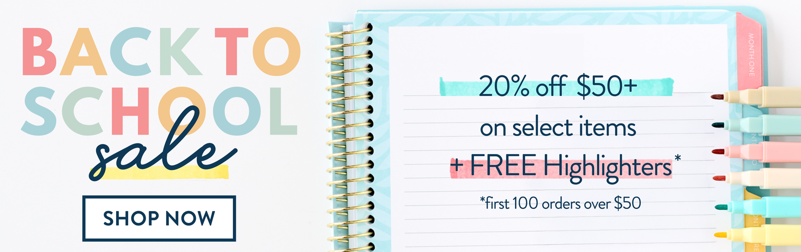 back to school sale 20% Off $50+