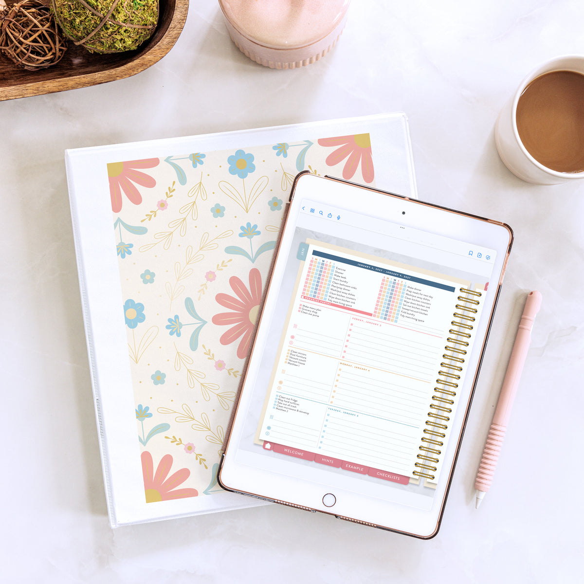 wildflower cover with 2027 digital home planner on tablet 