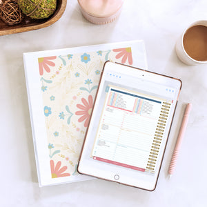 wildflower cover with 2027 digital home planner on tablet 