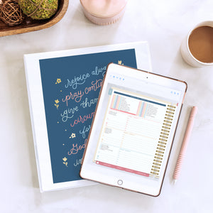 scripture cover with 2027 digital home planner on tablet 