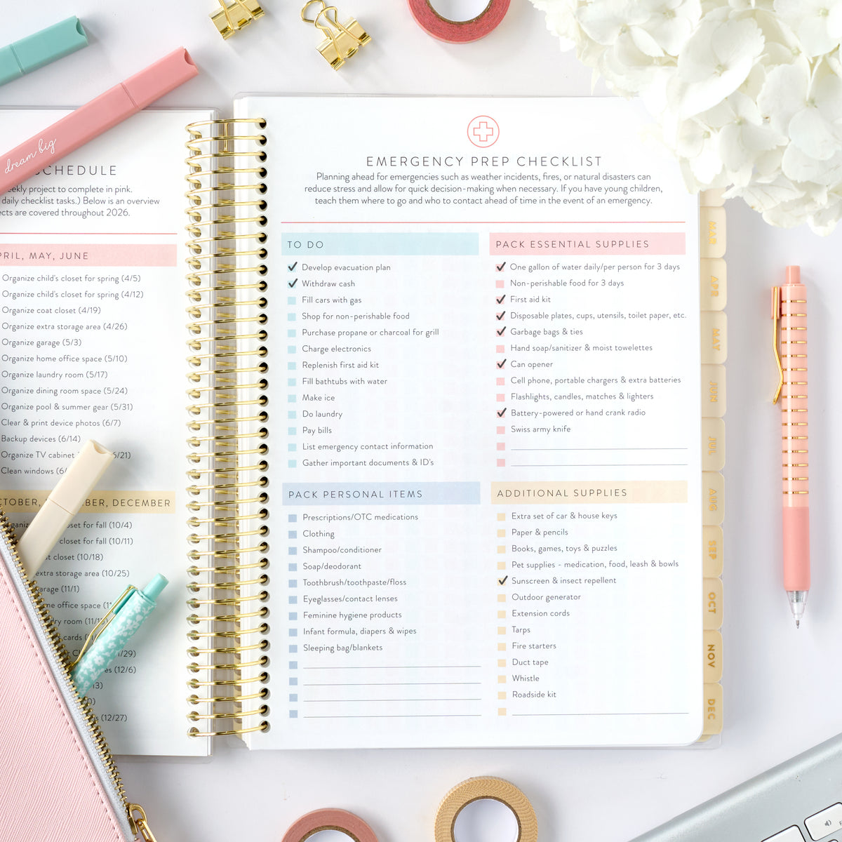 blue plaid emergency prep page