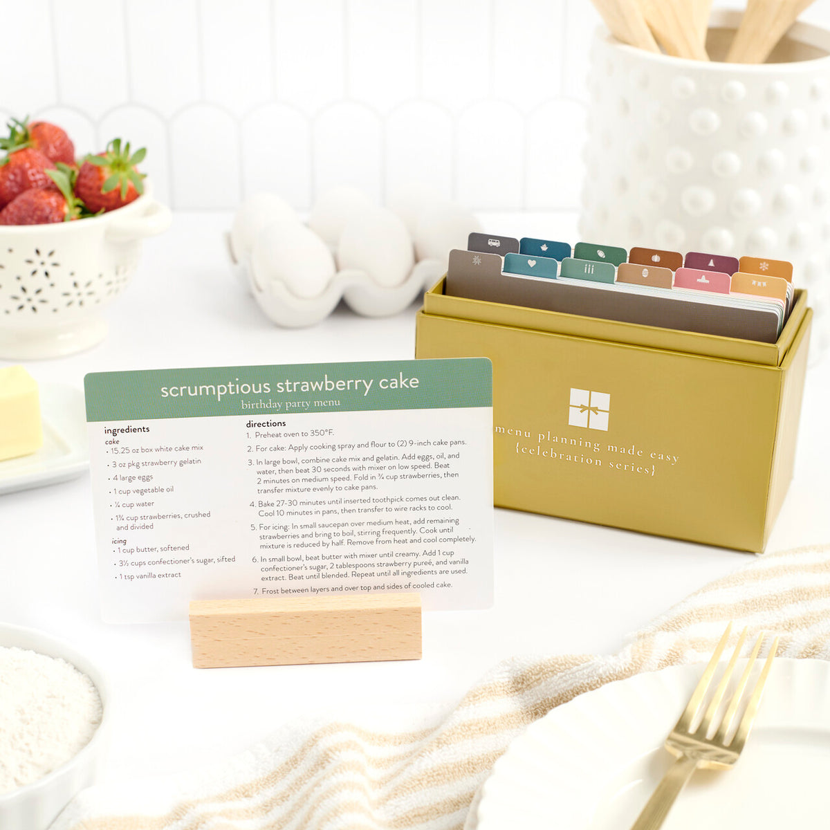 celebration menu box with recipe card