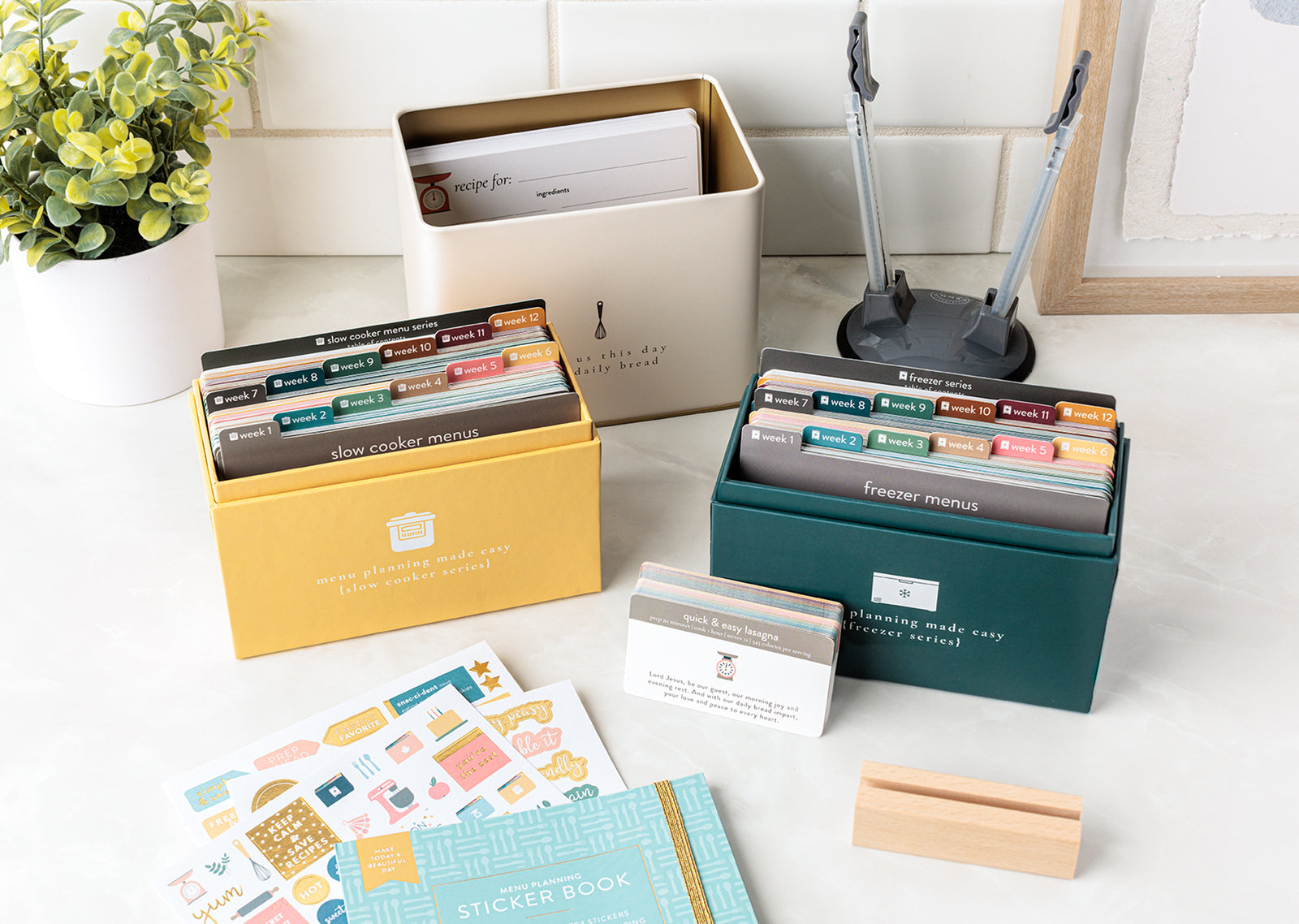 menu plans bundled with cream tin and recipe stickers