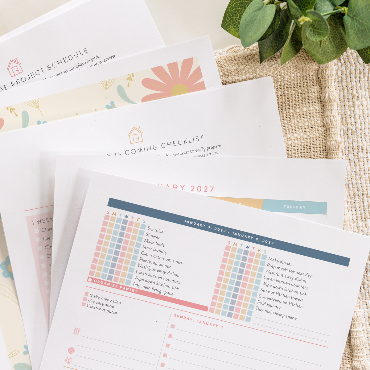 2027 wildflower digital home planner printed on paper 