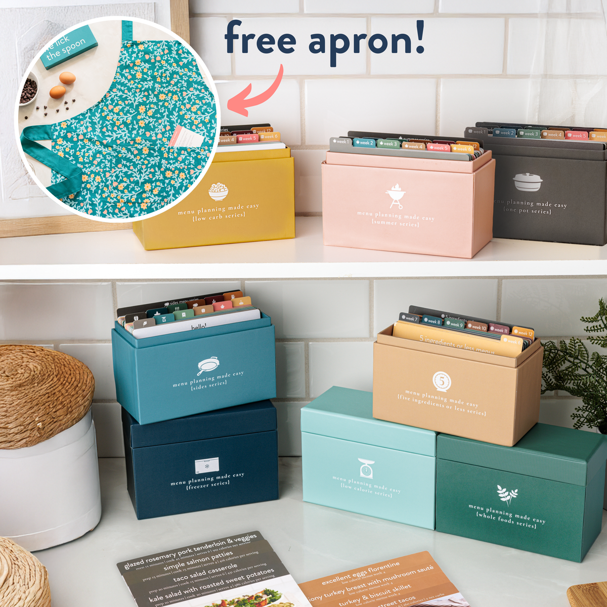 8 box menu kit with apron