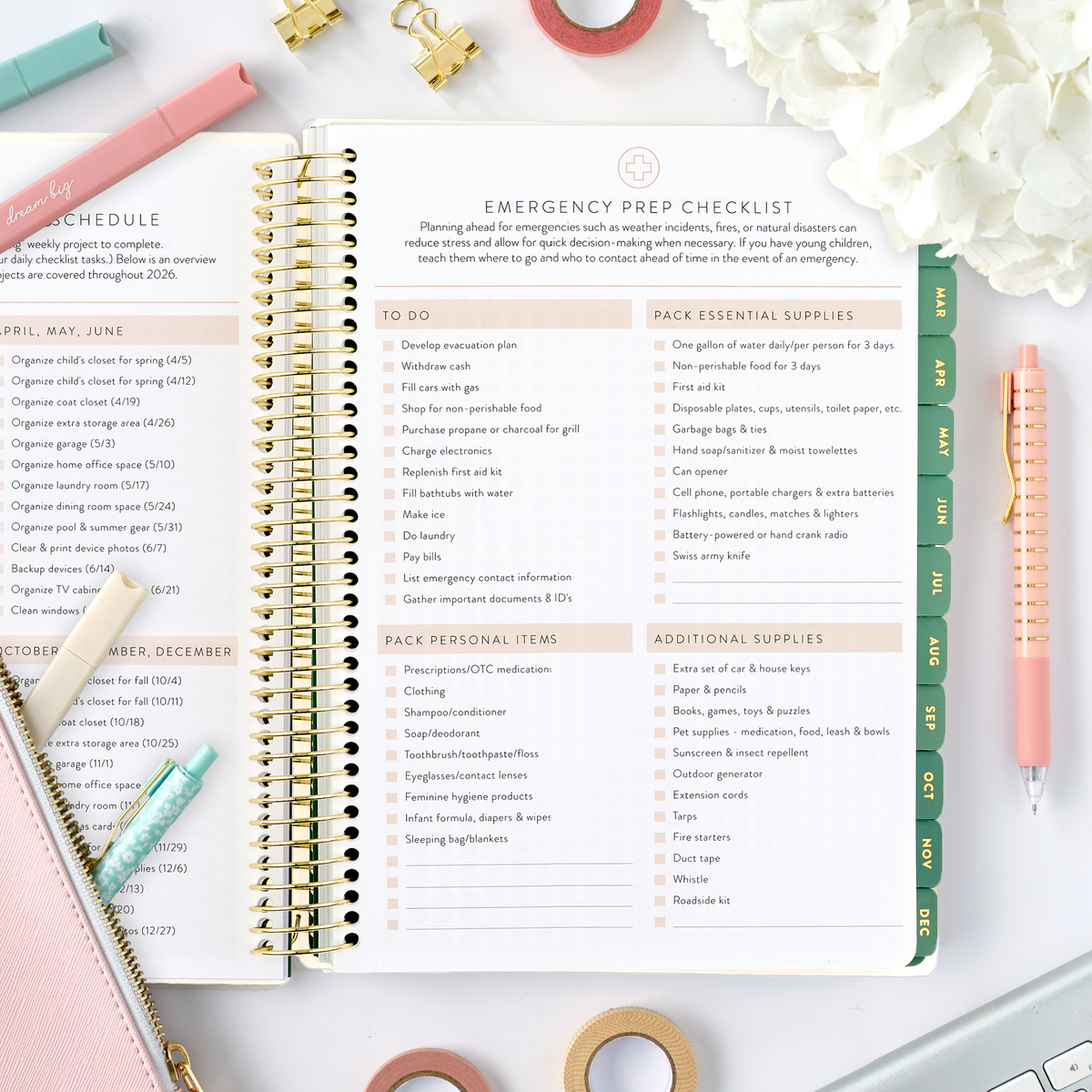 green leaf 2026 home planner emergency prep page