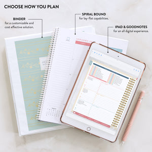 2027 green leaves digital home planner, choose how you plan