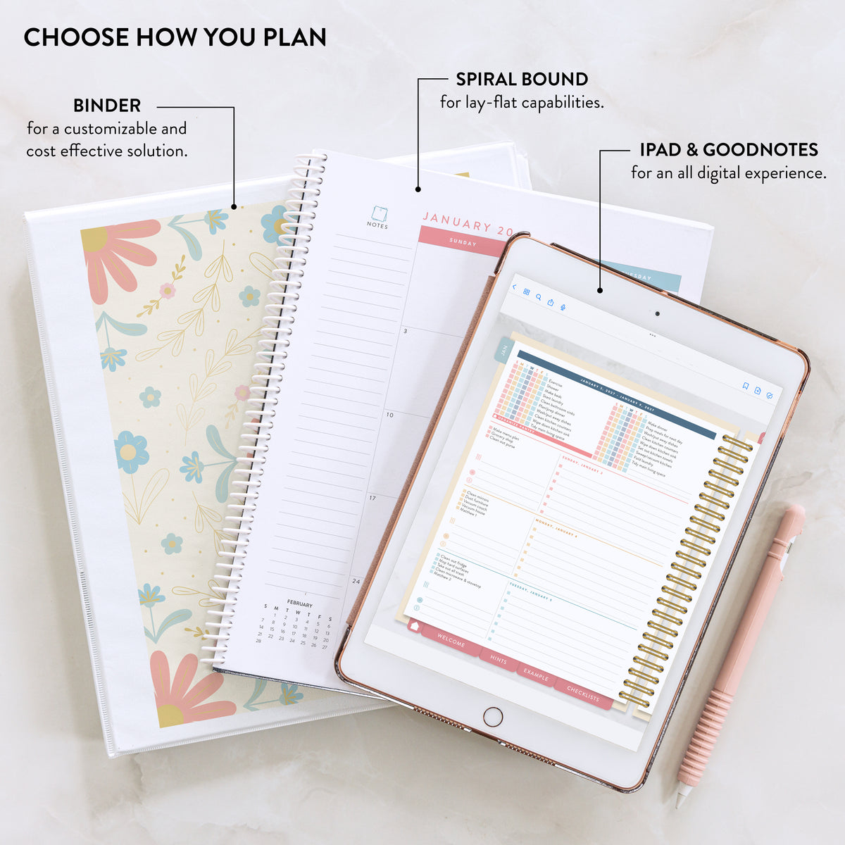 2027 wildflower digital home planner, choose how you plan