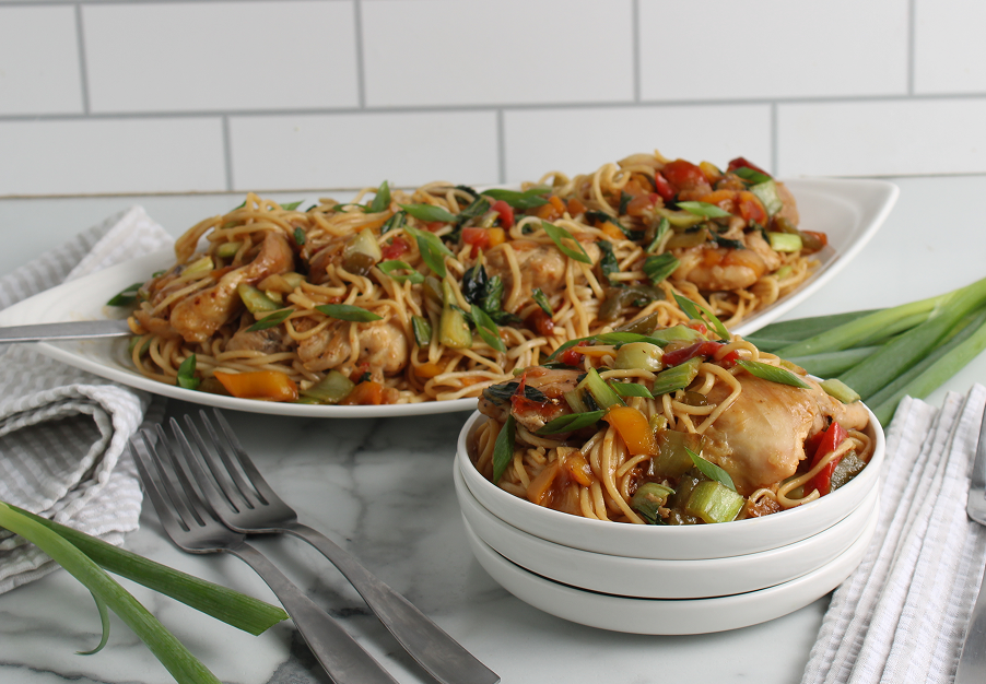 kung pao chicken noodle bake