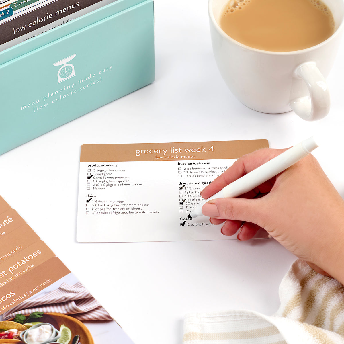 low calorie menu card, week 4