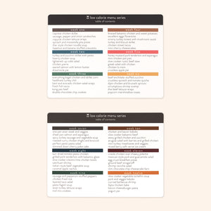 low calorie table of contents