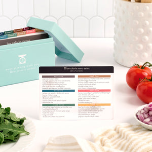 low calorie table of contents in front of box