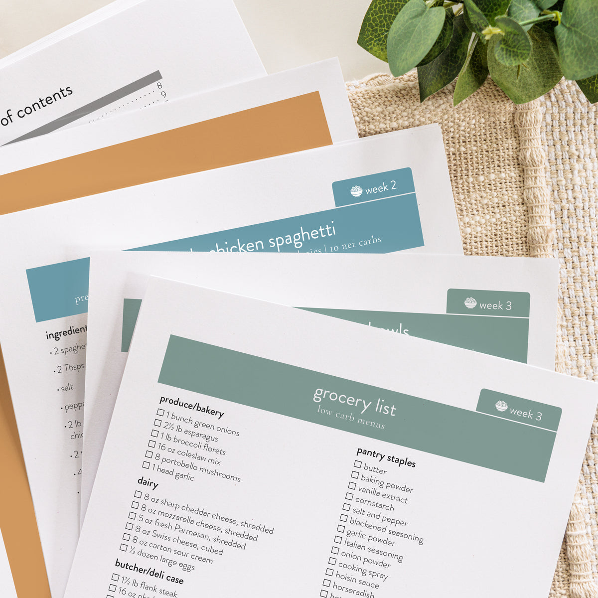 LOW CARB DIGITAL MENU PLAN WITH PRINTED RECIPES