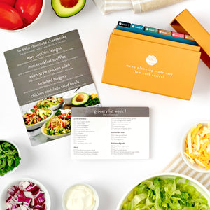 low carb menu plan with photo cards
