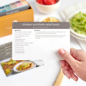 low carb menu plan with recipe card