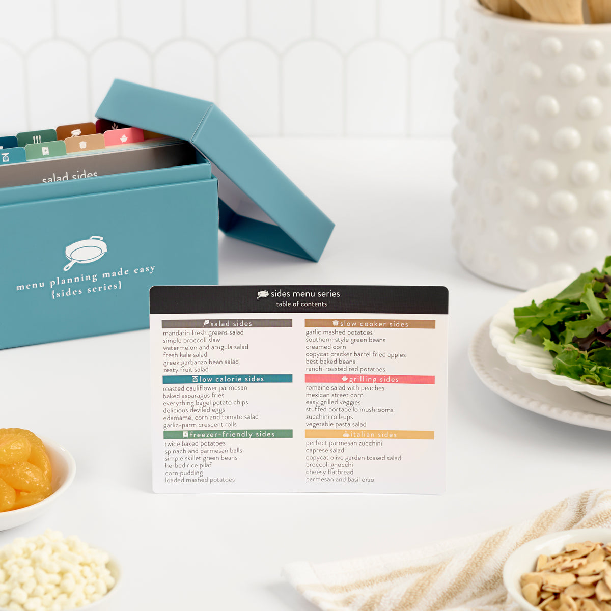 sides menu card table of contents