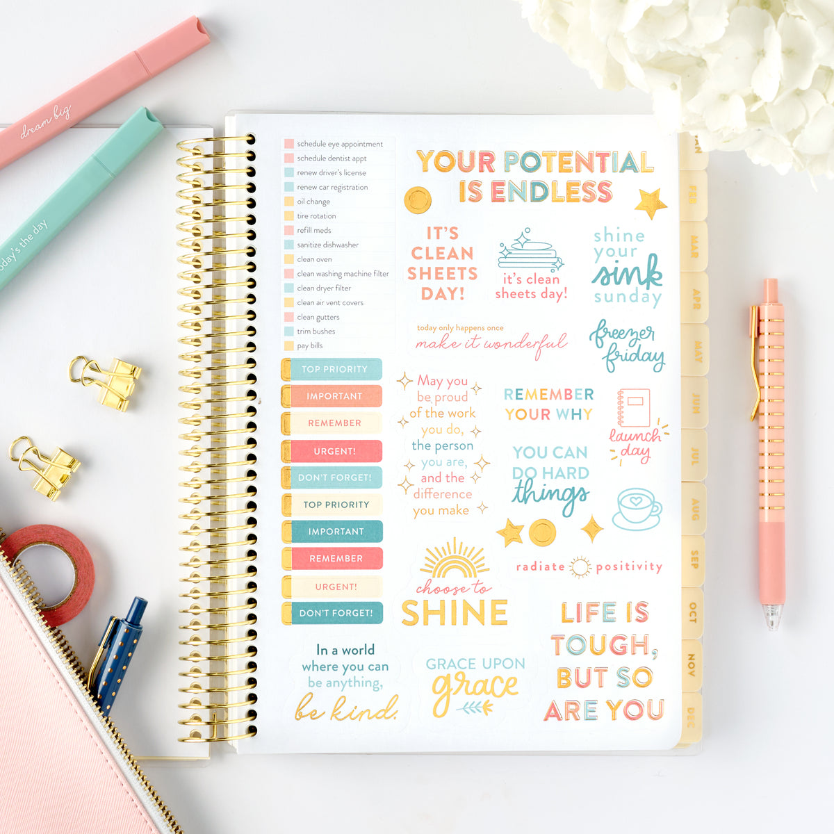 2026 home planner stickers page with accessories