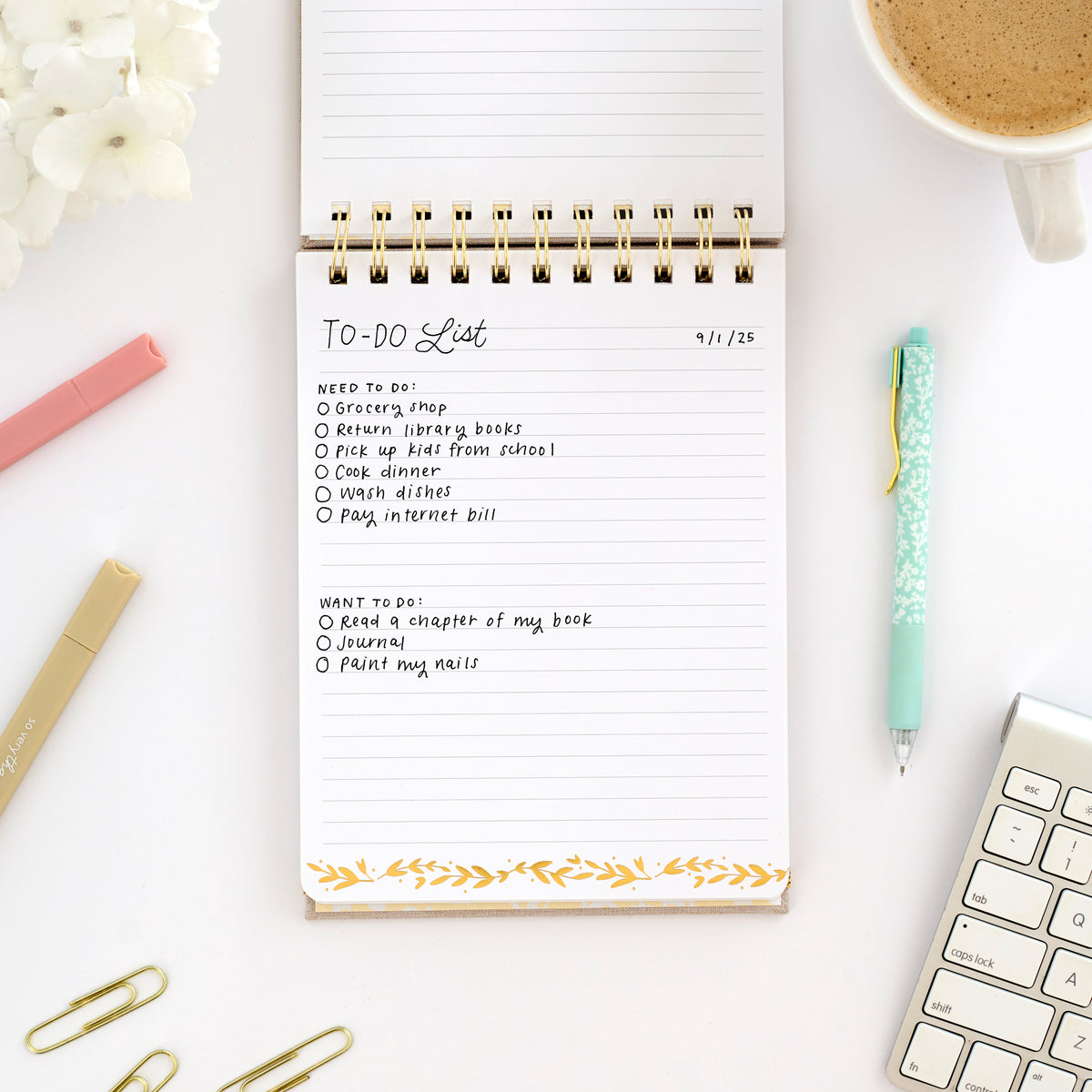 spital notebook to do list