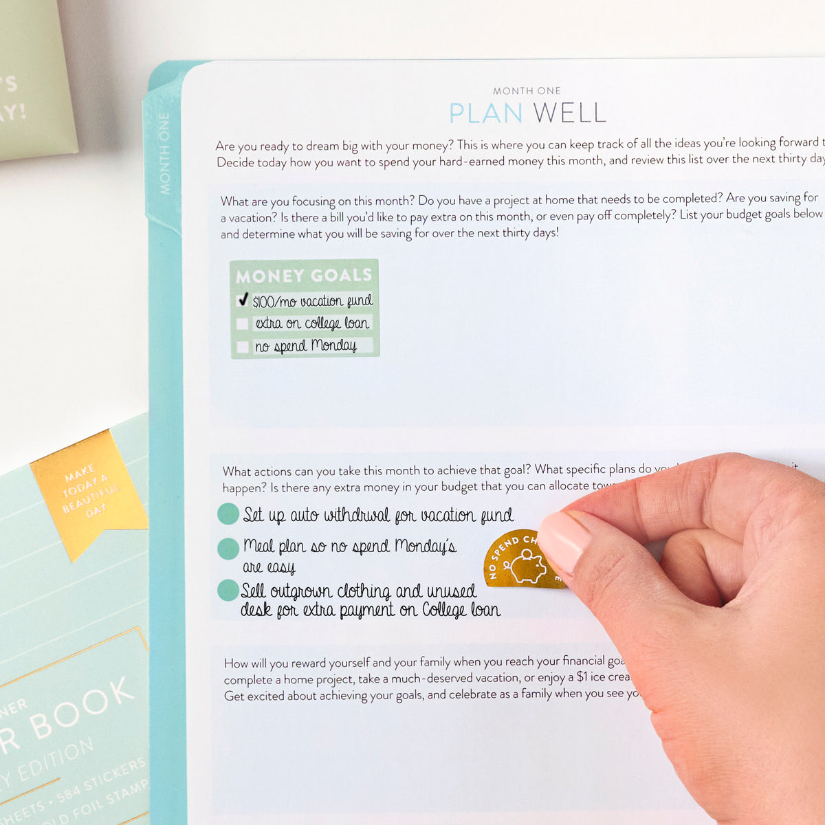 money planner sticker inside plan well page