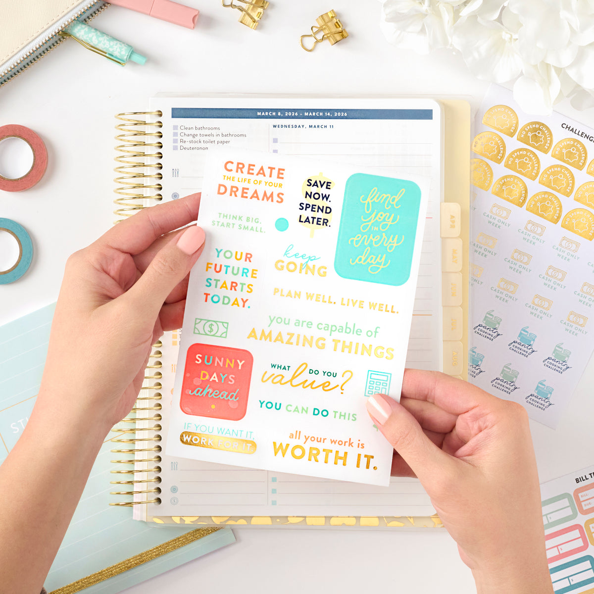 money planner stickers held with home planner
