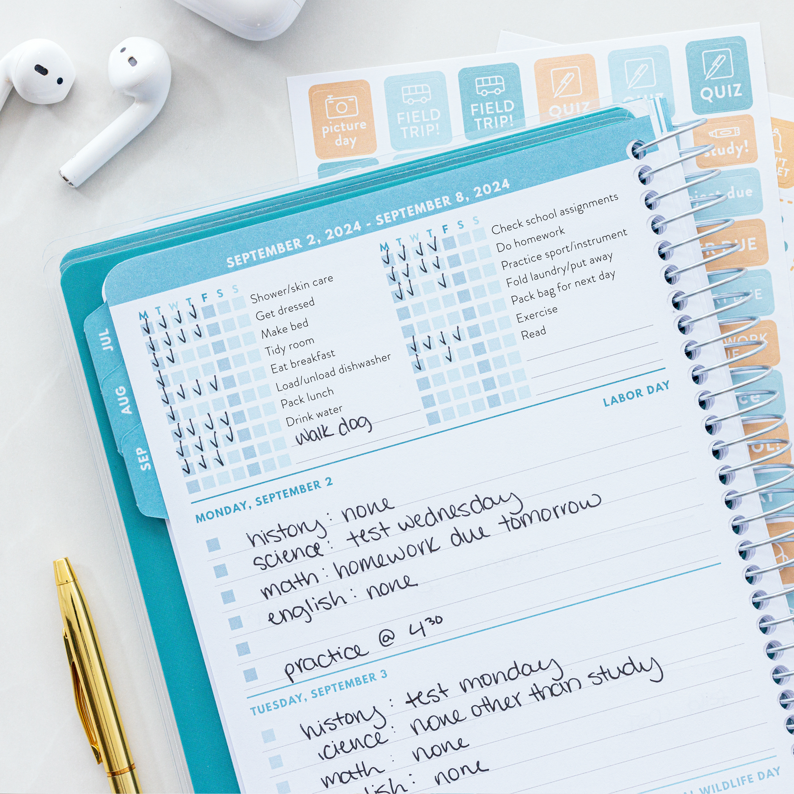 student planner close up