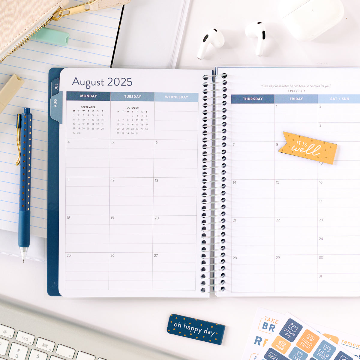 blue student planner monthly view