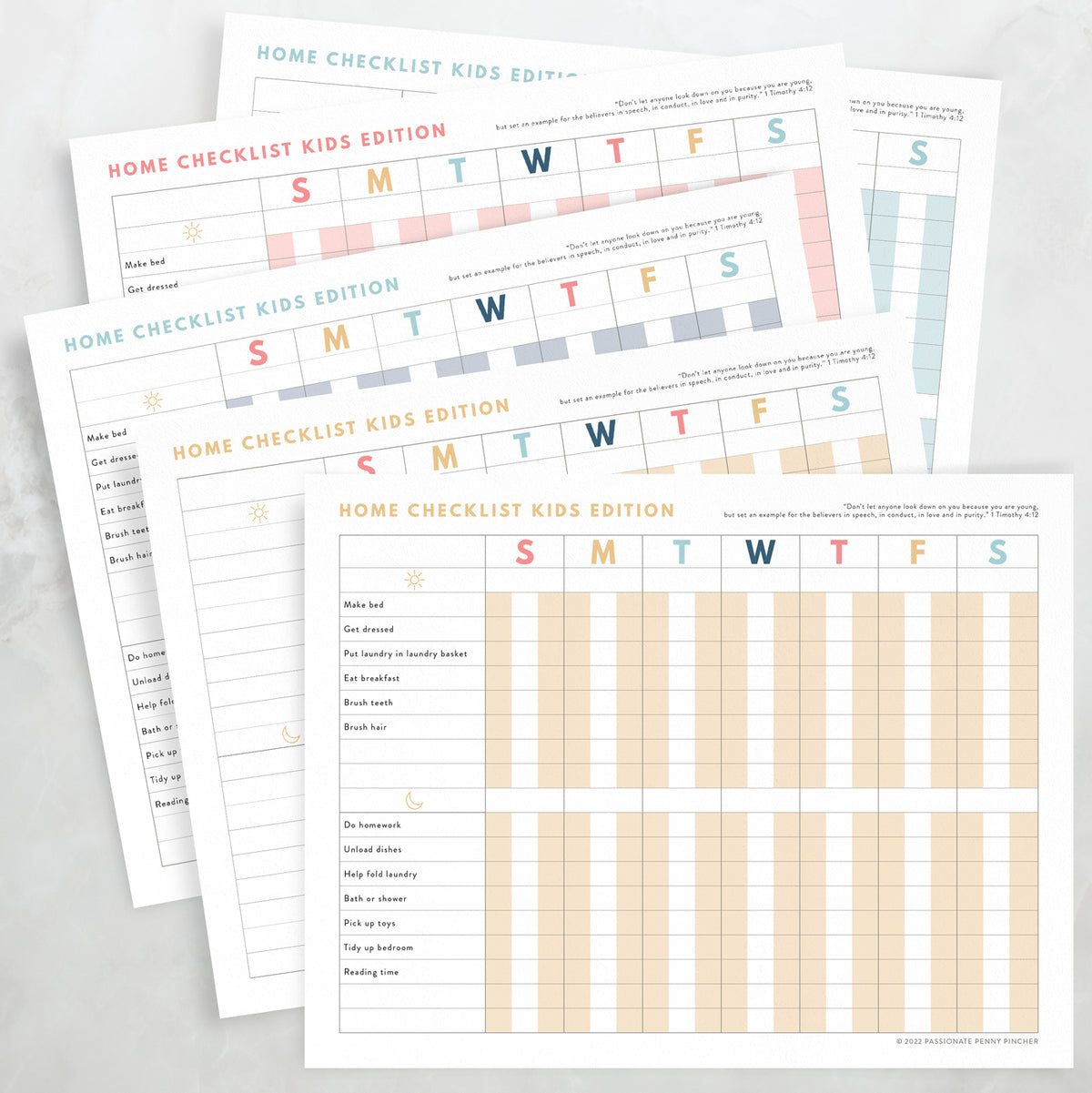 Digital Home Planner Checklists on printed out