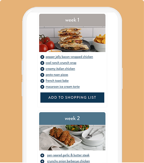Recipe picking screen